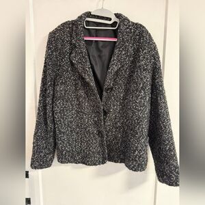 Elegant Black and Gray Tweed Blazer